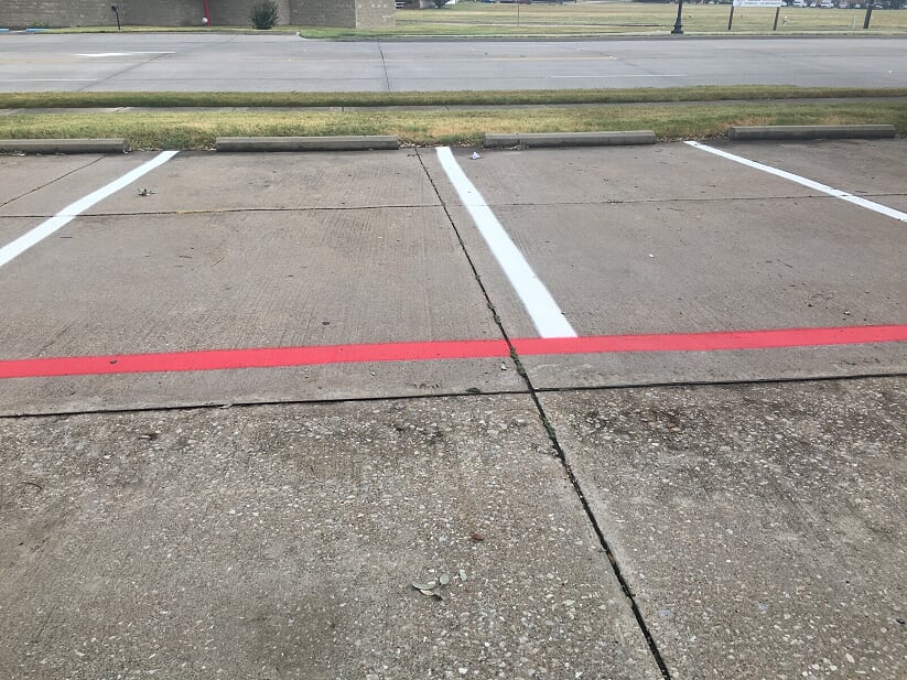 Line striping in our parking lot in Grapevine, Texas