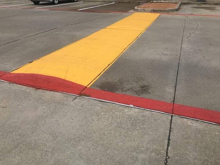 Speed bumps in Grapevine, TX parking lot